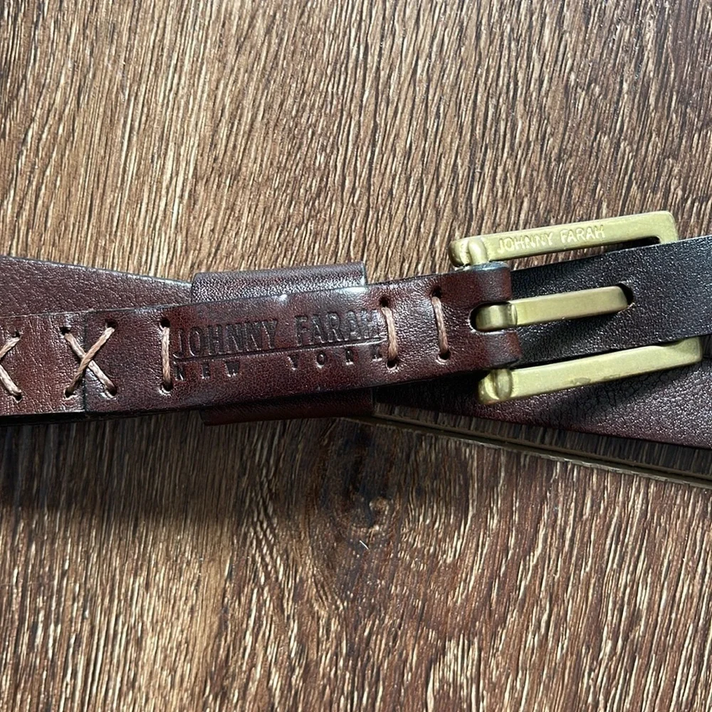 JOHN FARAH DOUBLE ROLL BUCKLE LEATHER BELT S